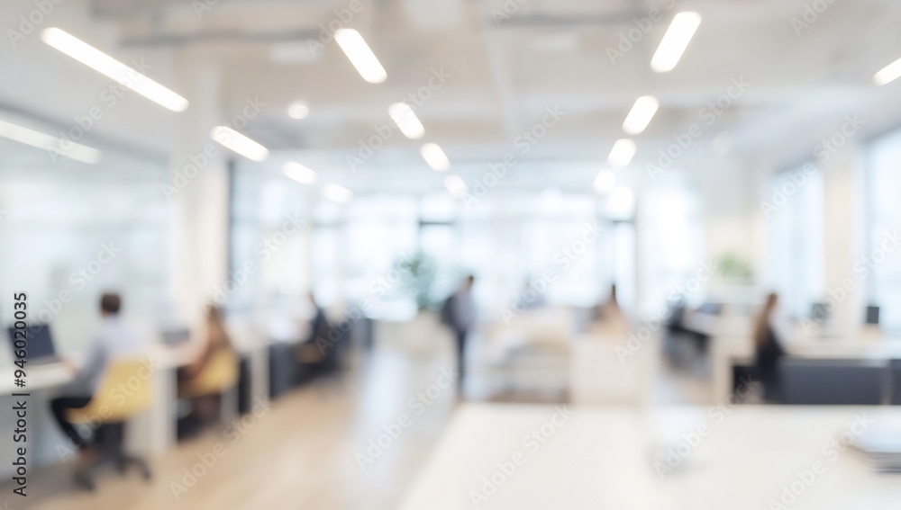 Blurred office interior with people working in the blurred background Blurred office interior with people working in the blurred background