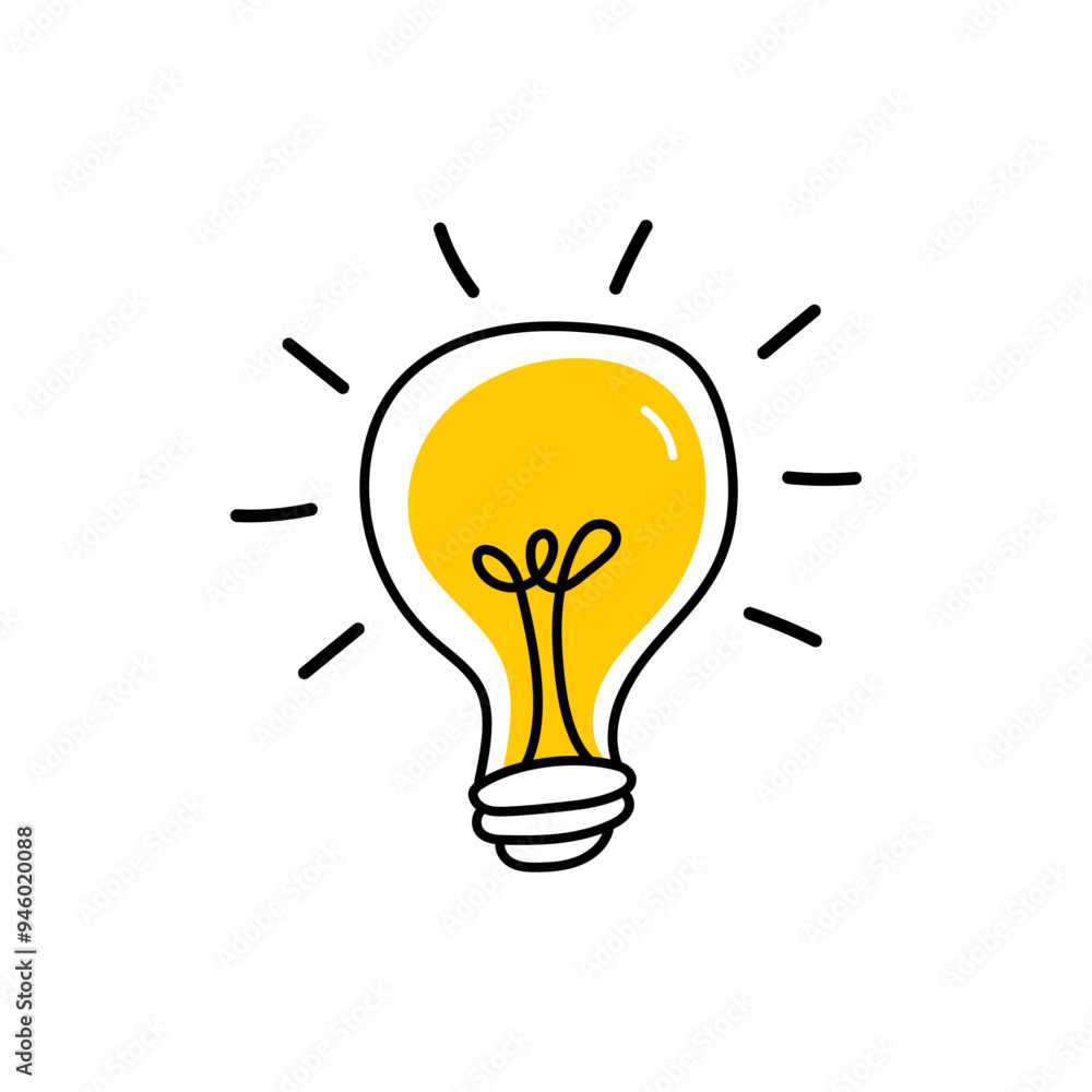 illustration of a glowing electric light blub idea on a cartoom style design illustration of a glowing electric light blub idea on a cartoom style design
