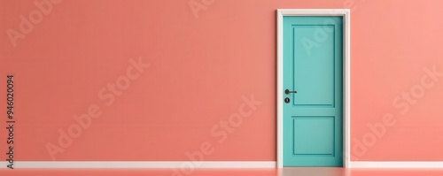 Missed opportunities, open door with fading light, flat design illustration photo