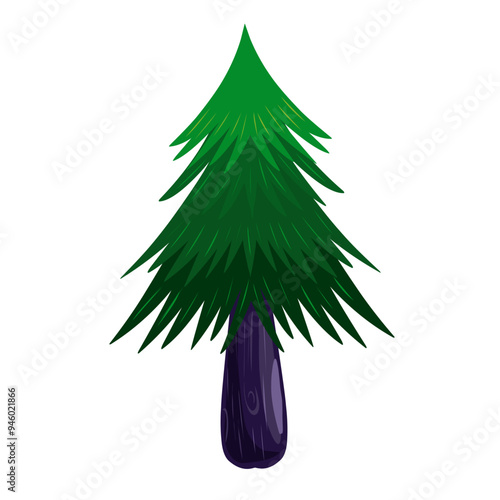 clipart illustration of a Winter Spruce Tree with dense, sharp green leaves