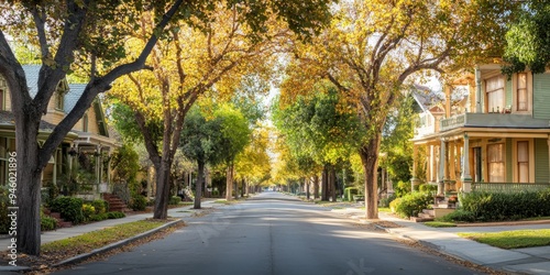 Treelined Street with Beautifully Restored Victorian Home