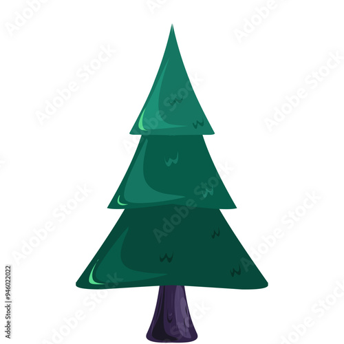 Vector illustration of an evergreen, tall and lush Spruce Tree, unadorned Christmas tree design