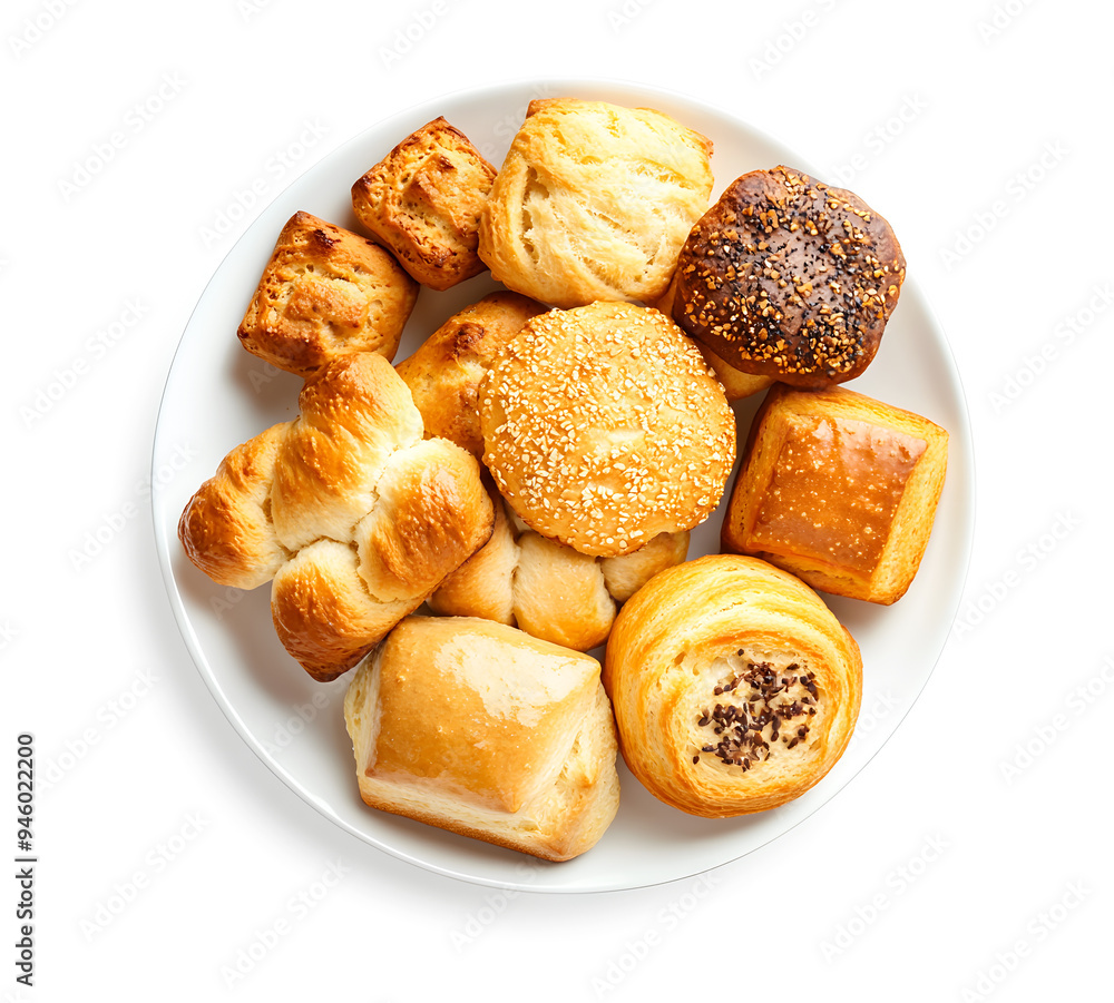 View of some tasty biscuits on a plate on a white background View of some tasty biscuits on a plate on a white background