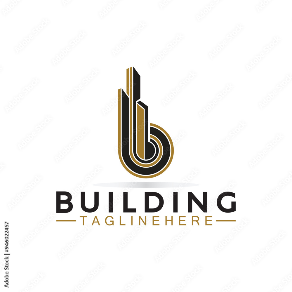 initial B with building vector logo design. Letter B logo formed ...