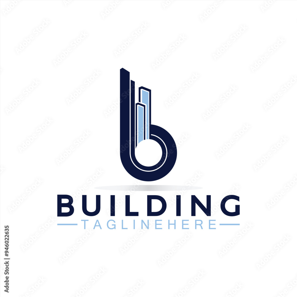 initial B with building vector logo design. Letter B logo formed building symbol initial B with building vector logo design. Letter B logo formed building symbol