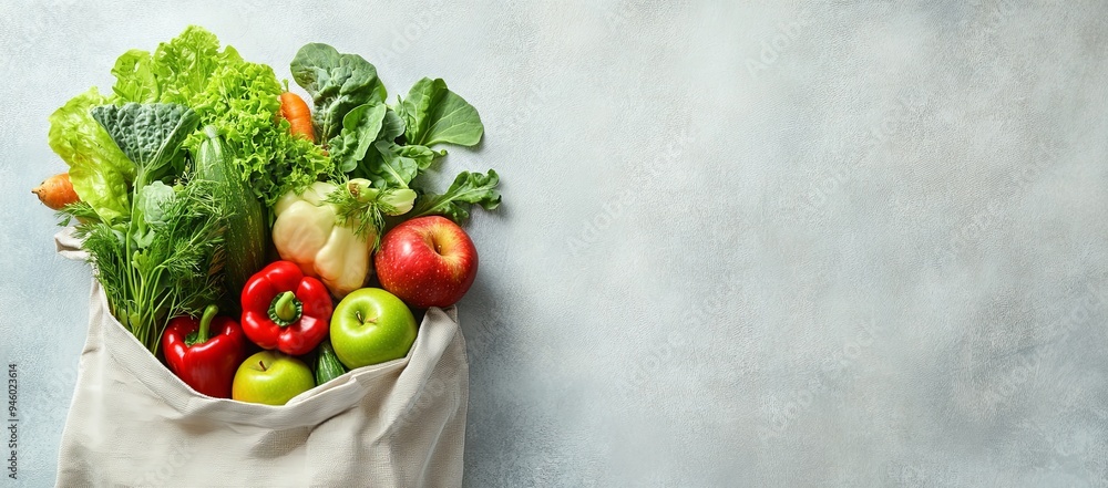 Eco-Friendly Reusable Bag with Fresh Produce Eco-Friendly Reusable Bag with Fresh Produce