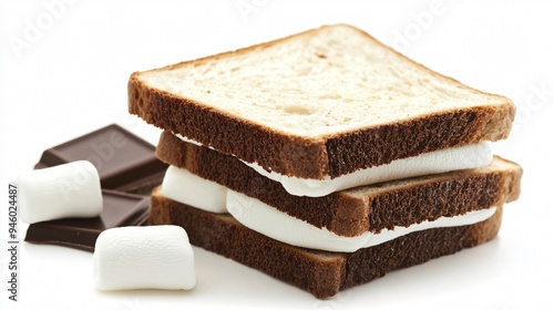 Tempting Marshmallow Sandwich with Bread and Chocolate