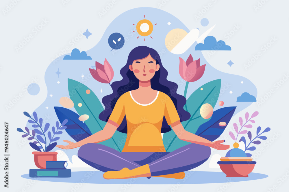 Stress management, meditation or relaxation to reduce anxiety, control emotion during problem solving or frustration work concept, woman in lotus meditation on chaos mess line with positive energy.
Stress management, meditation or relaxation to reduce anxiety, control emotion during problem solving or frustration work concept, woman in lotus meditation on chaos mess line with positive energy.