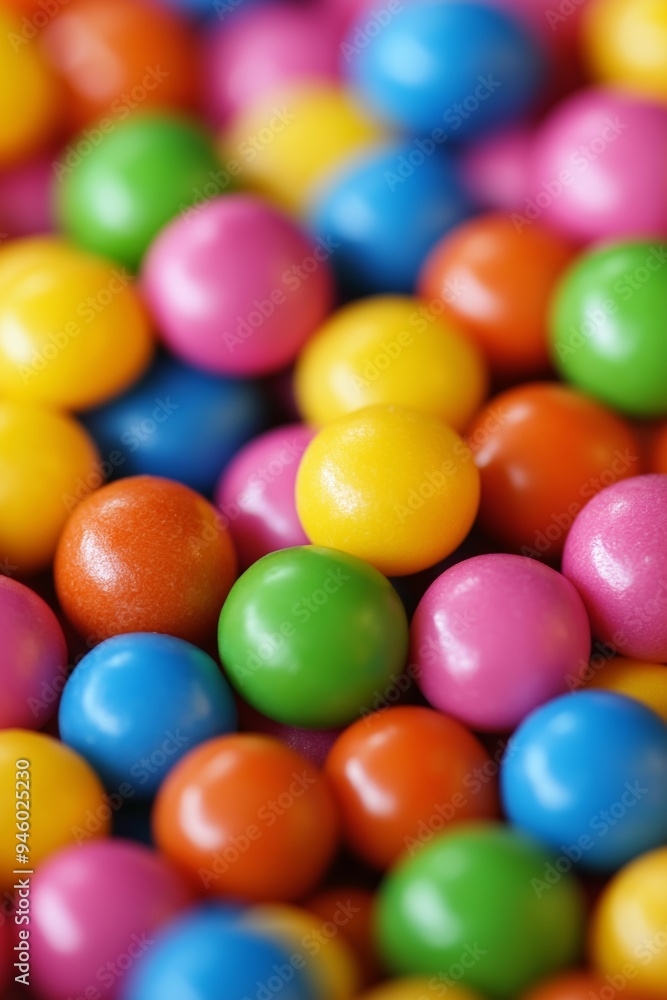 Close-up view of colorful spherical candies in various hues, showcasing a vibrant and appealing display. Close-up view of colorful spherical candies in various hues, showcasing a vibrant and appealing display.