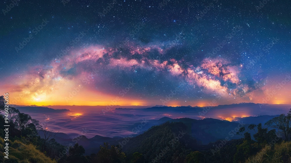 Fototapeta premium Milky Way Over Mountains