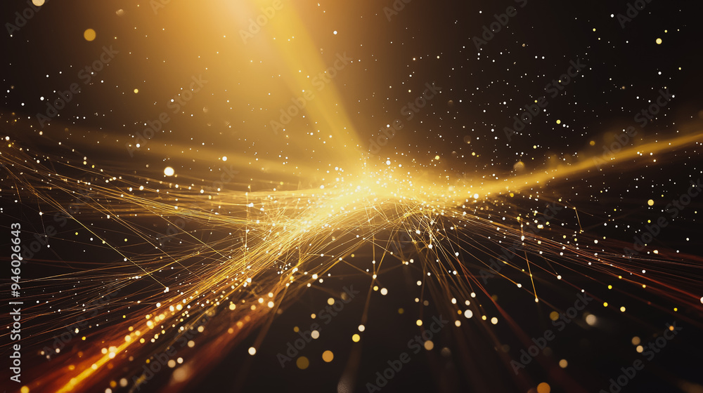 Obraz premium Abstract light explosion and network points, dot, earth's surface, digital background Innovation network points Earth's surface wave background digital wave information technology background