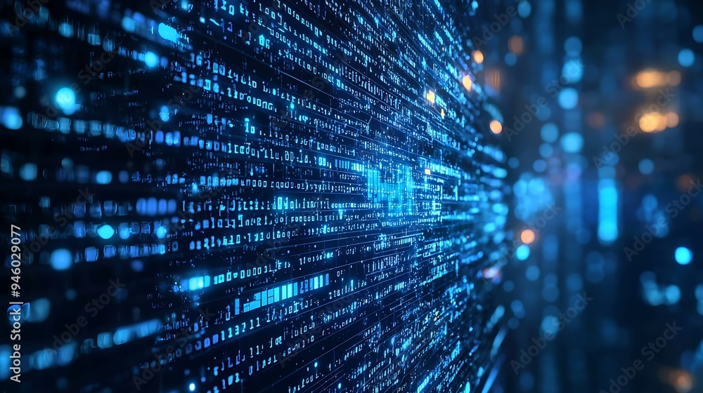 A digital code pattern with blue glowing lines and bokeh effects, embodying the pulse of technology. A digital code pattern with blue glowing lines and bokeh effects, embodying the pulse of technology.