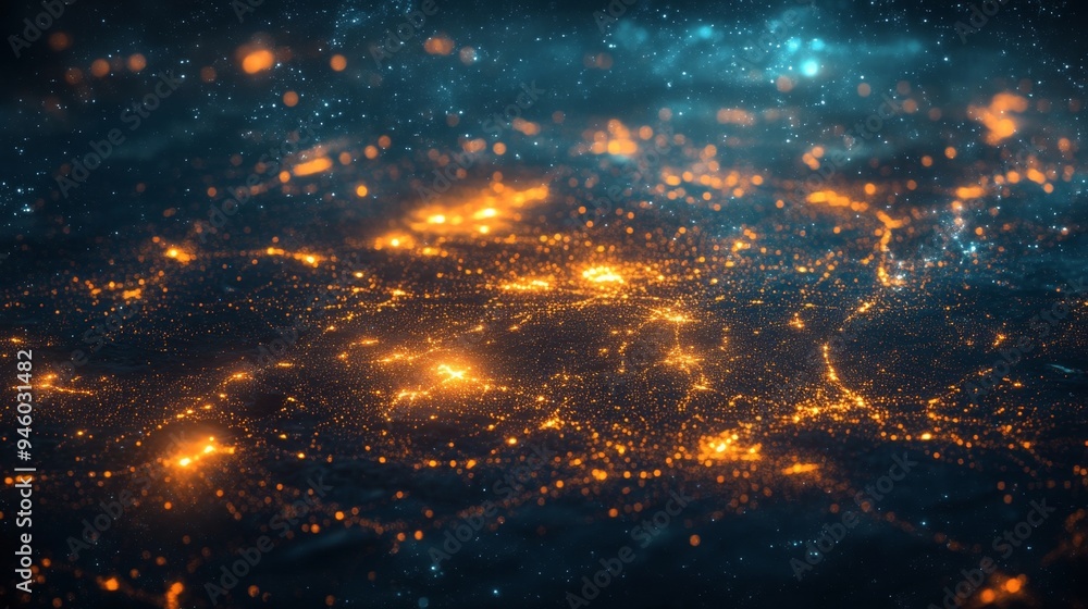 Naklejka premium Abstract Blue and Gold Sparkle Background