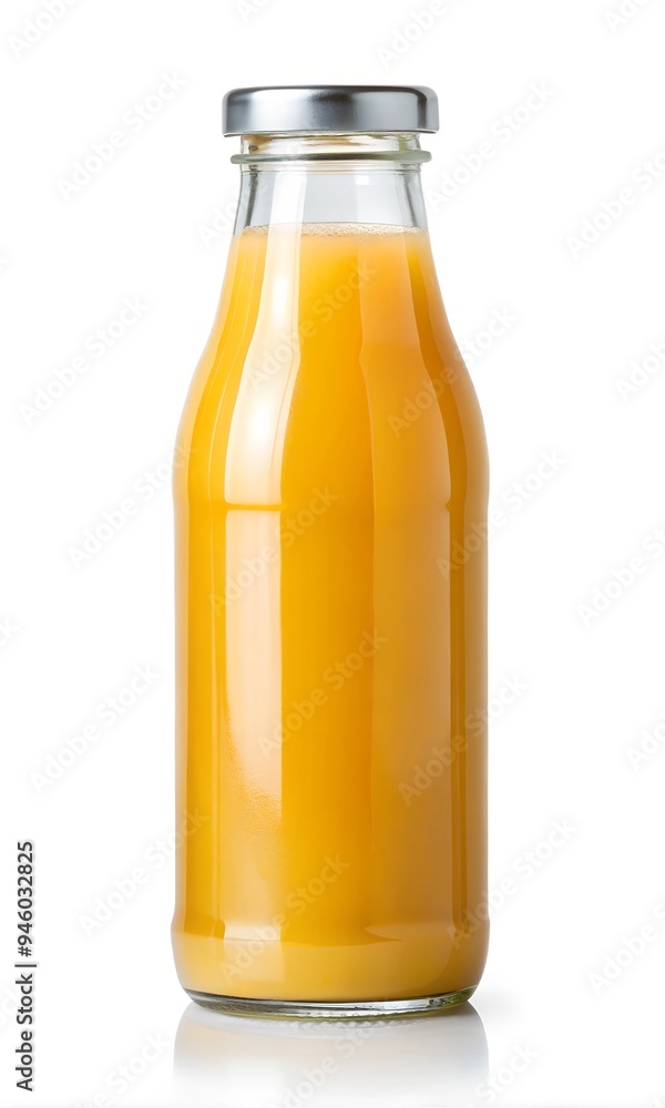 glass bottle with orange juice isolated on white background with clipping path glass bottle with orange juice isolated on white background with clipping path
