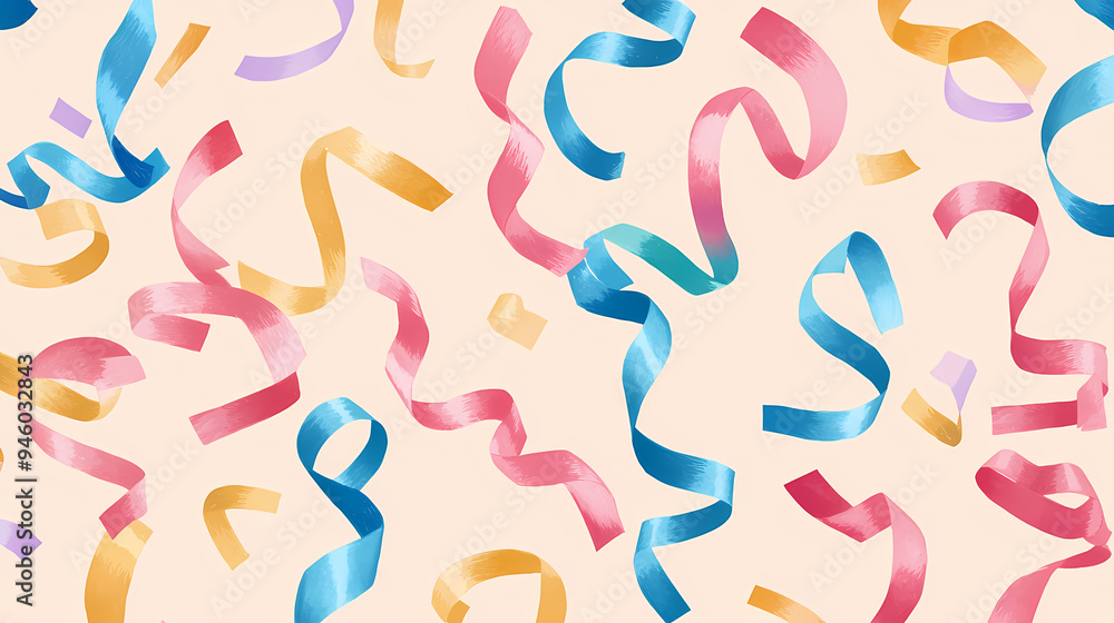Colorful Party Ribbons on a Light Background Colorful Party Ribbons on a Light Background