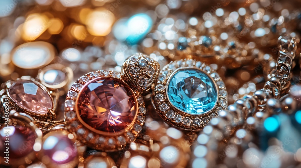 Elegant Stylish Jewelry Background Close-Up View Elegant Stylish Jewelry Background Close-Up View