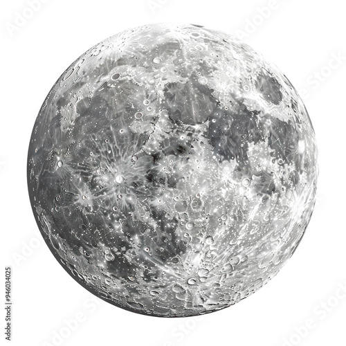 Glowing Earth Moon Isolated on Transparent or White Background, PNG photo