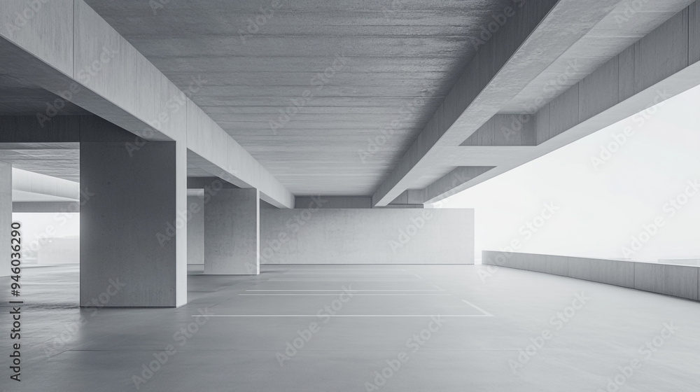 Fototapeta premium Modern architectural space with minimal design features and natural light during daytime