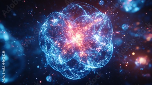 Abstract Energy Sphere with Glowing Particles