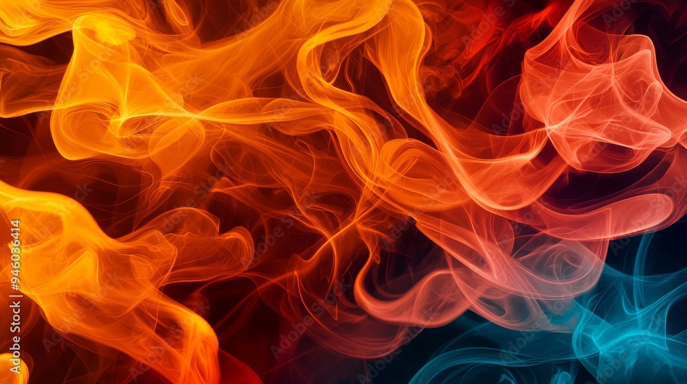 A pattern of abstract flames and smoke, with swirling lines and bold, fiery colors A pattern of abstract flames and smoke, with swirling lines and bold, fiery colors