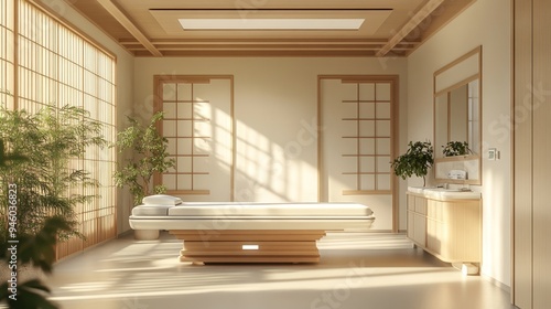 Minimalist Japanese Spa Interior Design with Wooden Accents and Natural Light