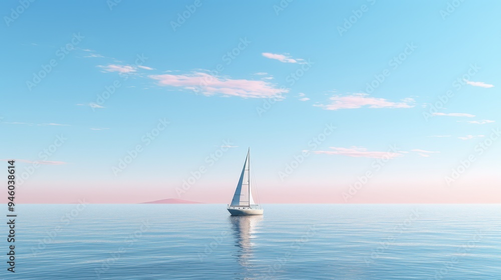 Fototapeta premium Sailboat on a Tranquil Sea