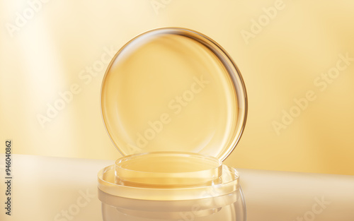 Fototapeta Naklejka Na Ścianę i Meble -  Transparent glass stage background, 3d rendering.
