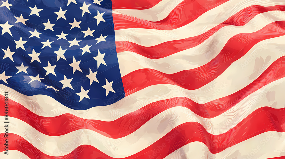 Fototapeta premium Waving American Flag in Artistic Style