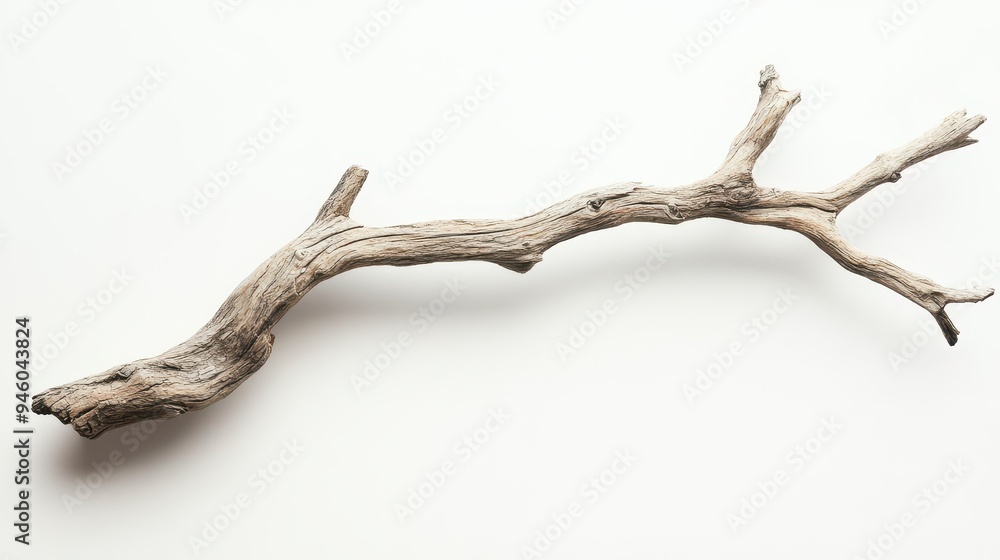 A weathered branch with a textured surface, suitable for decorative or artistic use. A weathered branch with a textured surface, suitable for decorative or artistic use.