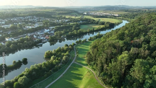 light over  a renaturalized section of the Neckar river called Zugwiesen next to Ludwigsburg-Poppenweiler photo