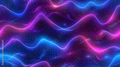 Futuristic digital wave pattern with neon highlights