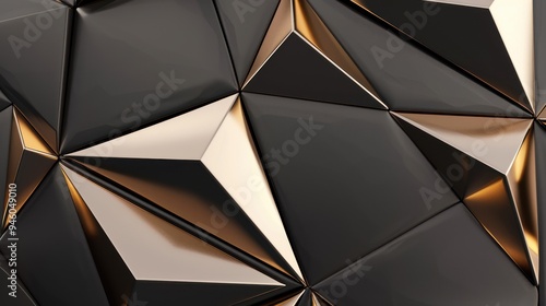 Opulent Geometric Wall Design, a lavish wallpaper featuring intricate three-dimensional patterns adorned with shimmering golden accents, perfect for upscale interiors and modern decor.