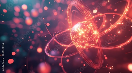 Graphic representation of isotopes in nuclear fission, showing particle motion and energy waves, ideal for educational content on atomic science and nuclear energy