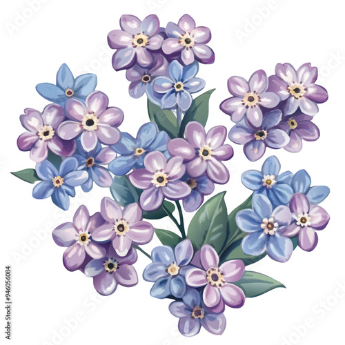Vibrant Cluster of Blue and Purple Forget-Me-Not Flowers in Delicate Composition