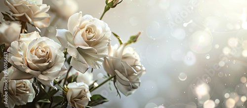 White roses created using color filters. Copy space image. Place for adding text and design