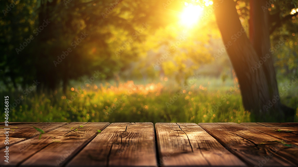 Sunlit Wooden Tabletop with Blurred Natural Background. Perfect for Seasonal, Outdoor, and Nature Themed Projects, Backgrounds, and Presentations Sunlit Wooden Tabletop with Blurred Natural Background. Perfect for Seasonal, Outdoor, and Nature Themed Projects, Backgrounds, and Presentations