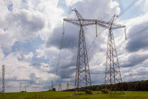 Wallpaper Mural Electricity poles and cable lines against cloudy sky Torontodigital.ca