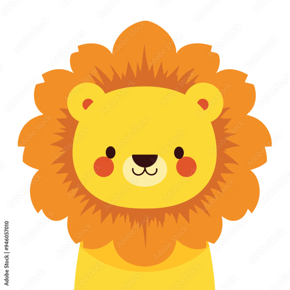 A cute cartoon lion head with simple flat illustration style for vector graphic logo design isolated on a white background A cute cartoon lion head with simple flat illustration style for vector graphic logo design isolated on a white background