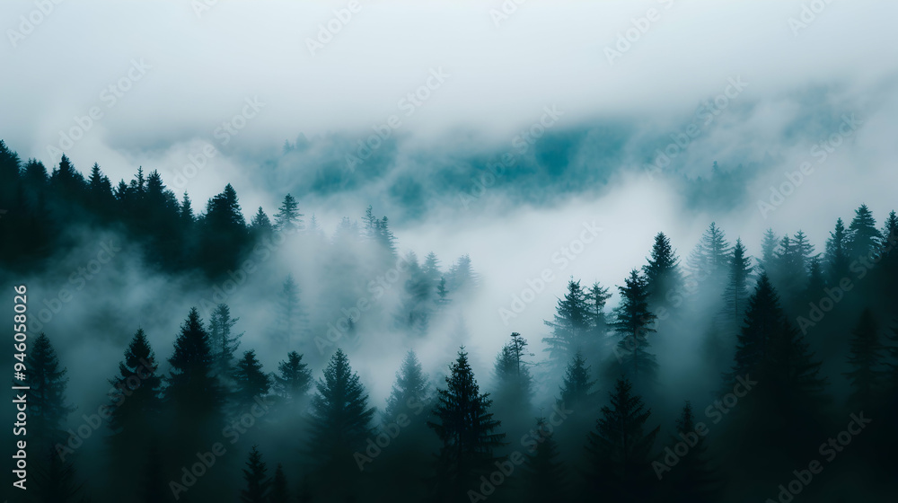 Forest Covered Fog And Low Lying Clouds Forest Covered Fog And Low Lying Clouds