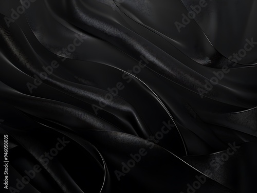 Onyx black abstract composition with sophisticated gradients and elegant textures, embodying mystery and allure.