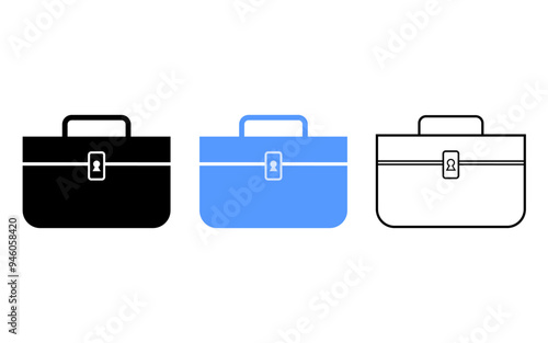 briefcase vector symbol set. isolated on white.