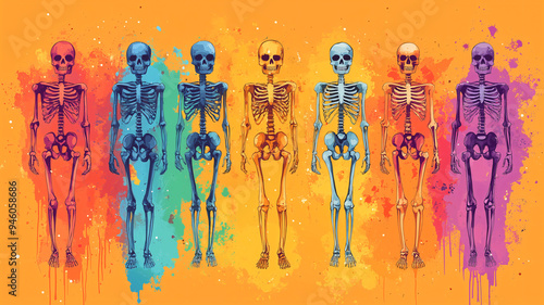 skeleton image on bright background