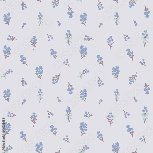 Romantic floral bouquets seamless pattern