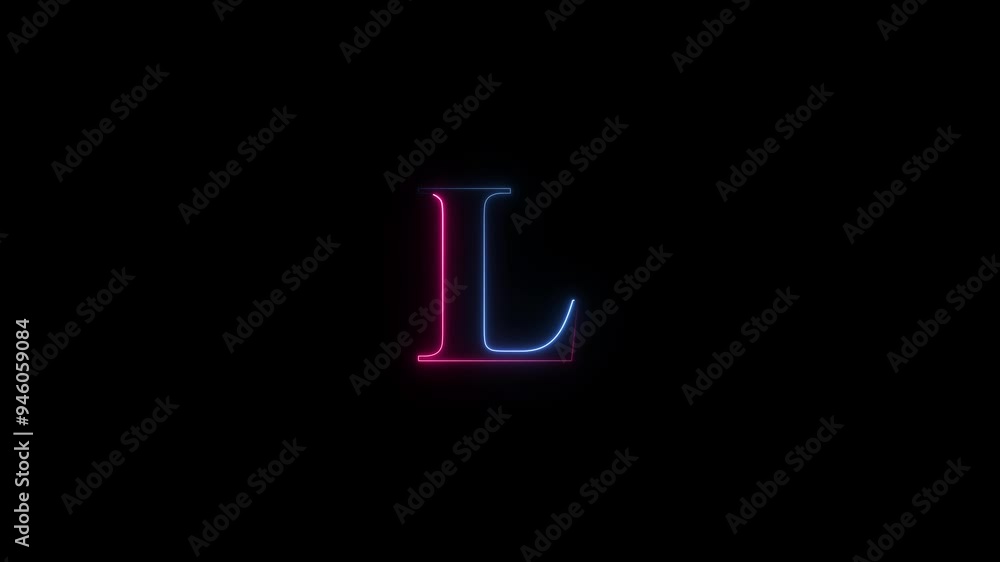 Glowing neon effect with letter L alphabet on black background. video footage. 4k animation Glowing neon effect with letter L alphabet on black background. video footage. 4k animation