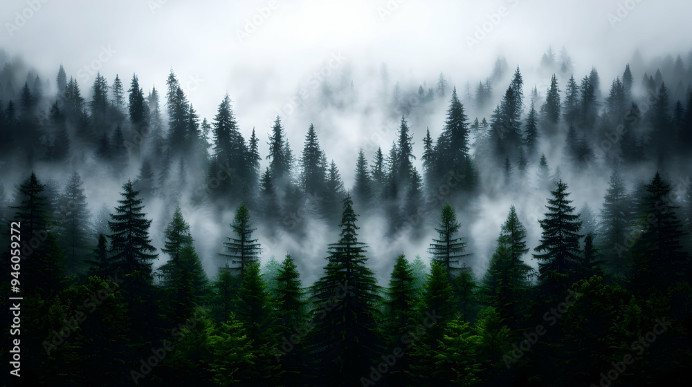 Forest Covered Fog And Low Lying Clouds Forest Covered Fog And Low Lying Clouds