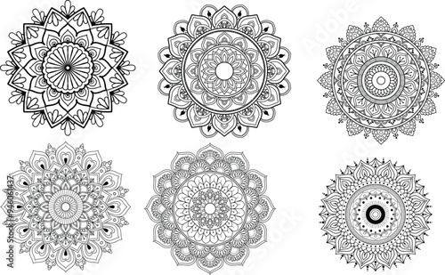 Circular pattern in the form of a mandala. Henna tattoo mandala. Mehndi style. Decorative pattern in oriental style. Figure mandala for coloring.