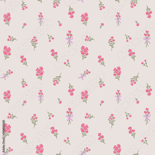 Romantic floral bouquets seamless pattern