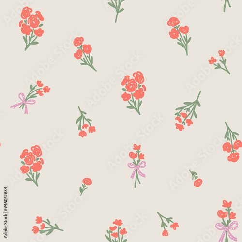 Wallpaper Mural Romantic floral bouquets seamless pattern Torontodigital.ca