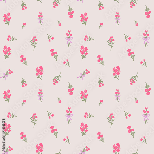 Wallpaper Mural Romantic floral bouquets seamless pattern Torontodigital.ca