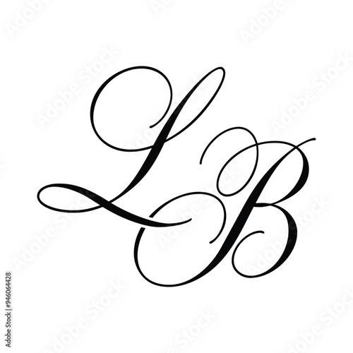 LB Calligraphy Monogram Initial Letters Logo